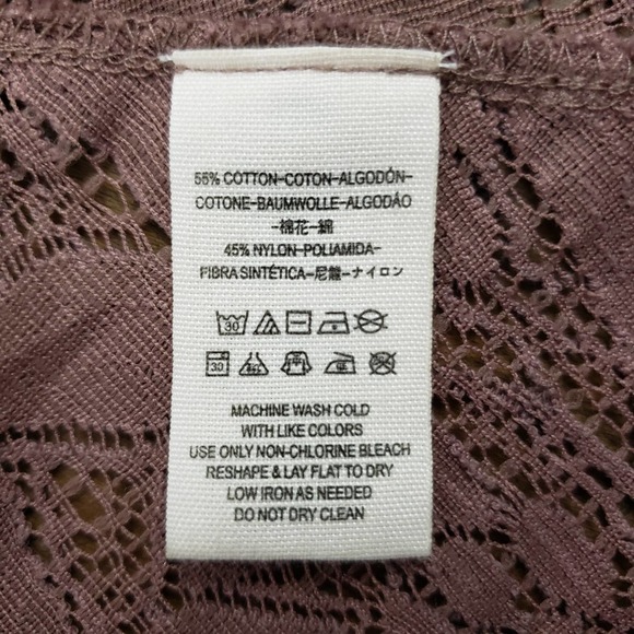 Free People Mauve/Pinkish/Taupe Lace Top ~ Size XS / Extra Small - Picture 11 of 12